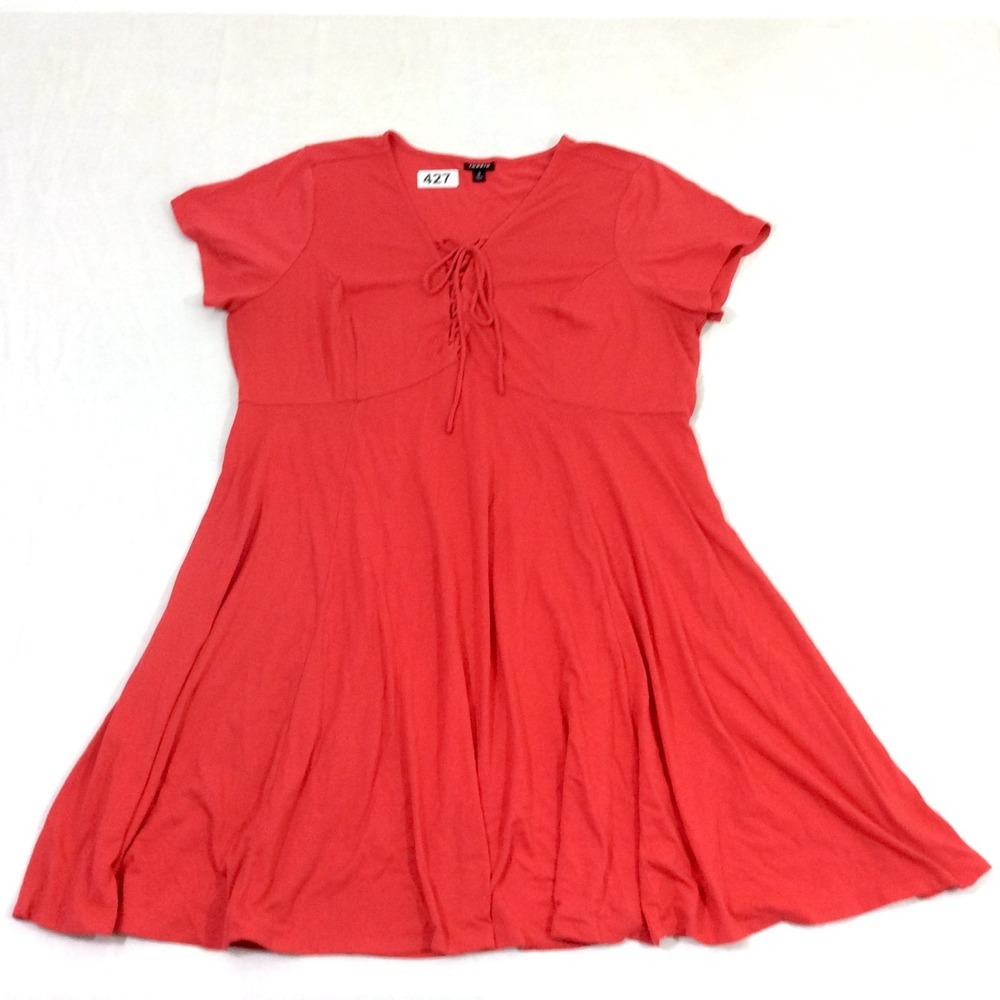 Torrid Red Short Sleeve Lace Up Skater Dress Size 3 Plus Size Work Office Mini